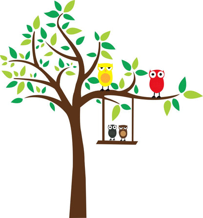 Homexa Decor | Tree With Owls Design Wall Sticker (Size 86 x 92 cm)