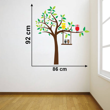 Homexa Decor | Tree With Owls Design Wall Sticker (Size 86 x 92 cm)