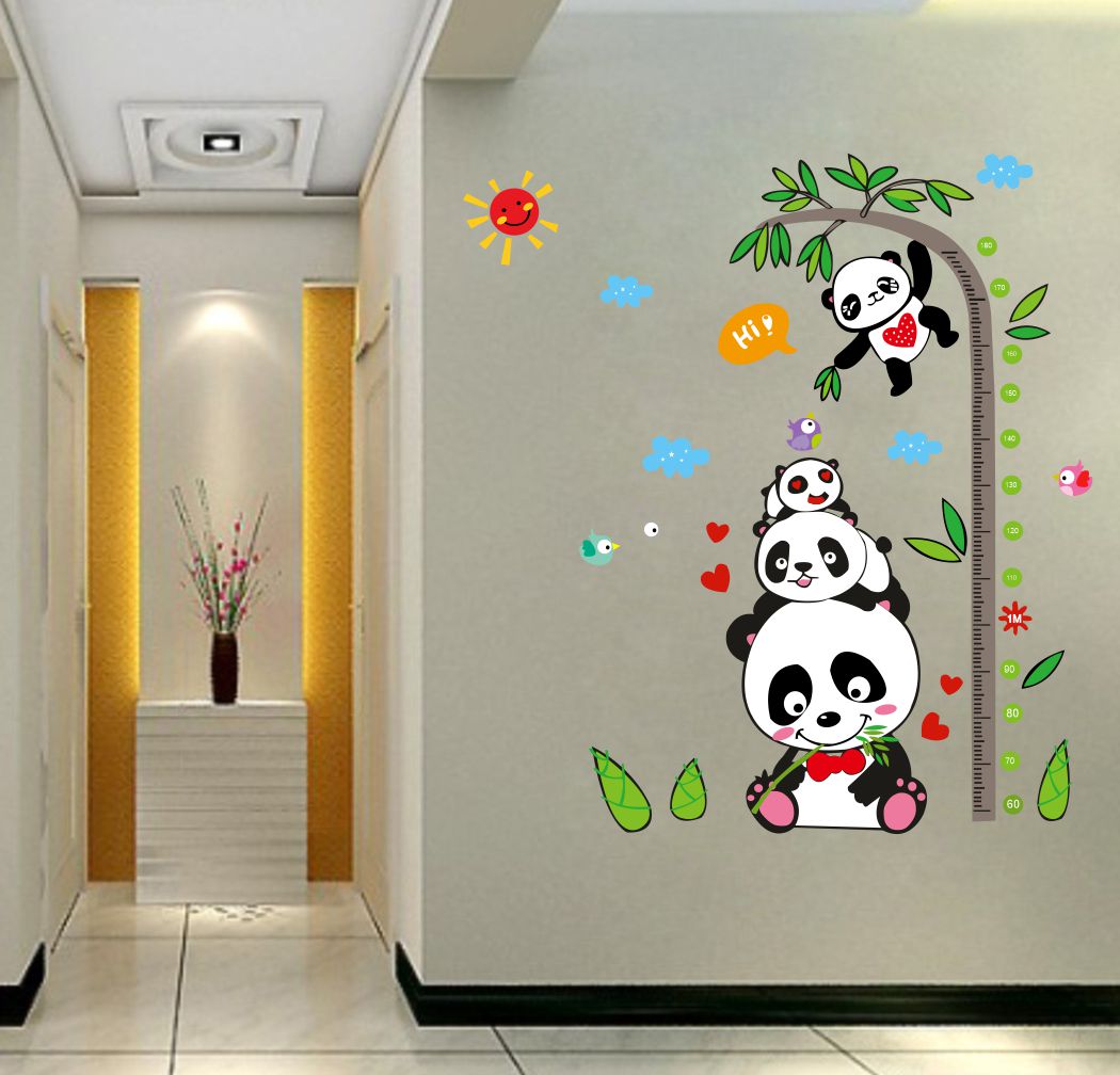 Homexa Decor | Panda Height Measure Design Wall Sticker (Size 58 x 63 cm)