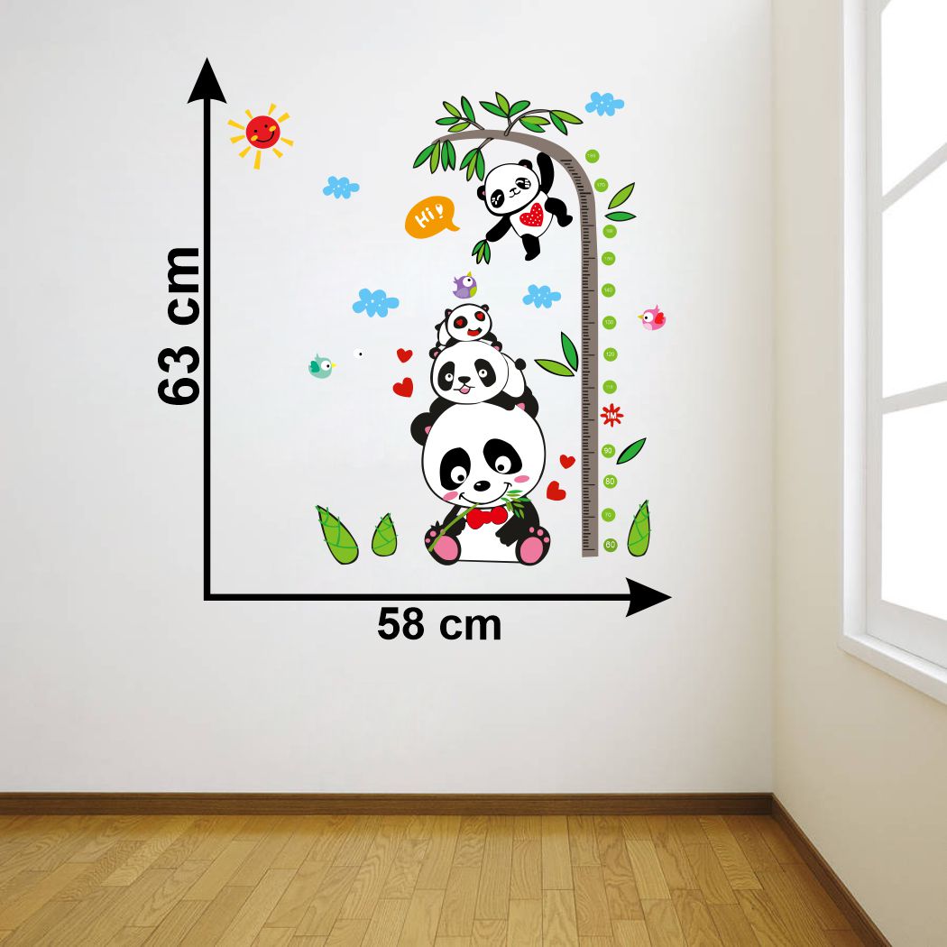 Homexa Decor | Panda Height Measure Design Wall Sticker (Size 58 x 63 cm)