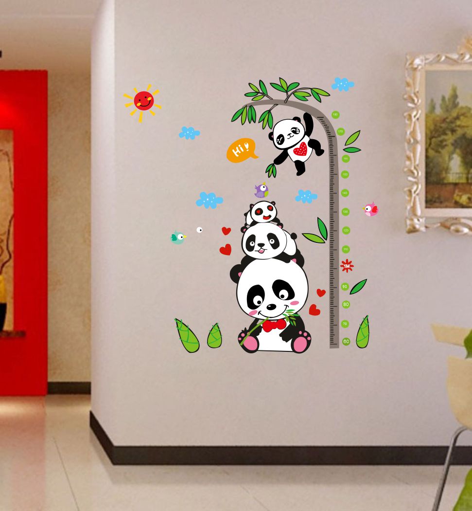 Homexa Decor | Panda Height Measure Design Wall Sticker (Size 58 x 63 cm)