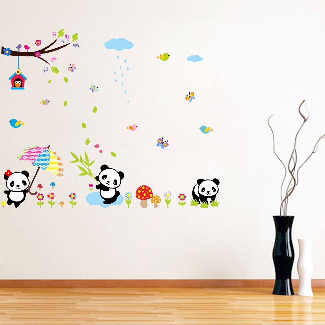 Homexa Decor | Tree With Panda and Butterfly Wall Sticker (Size 101 x 83 cm)