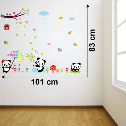 Homexa Decor | Tree With Panda and Butterfly Wall Sticker (Size 101 x 83 cm)