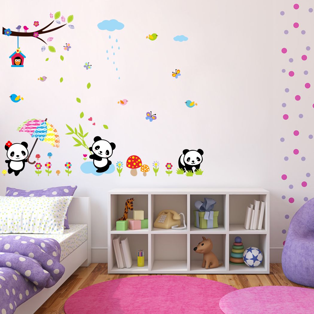 Homexa Decor | Tree With Panda and Butterfly Wall Sticker (Size 101 x 83 cm)