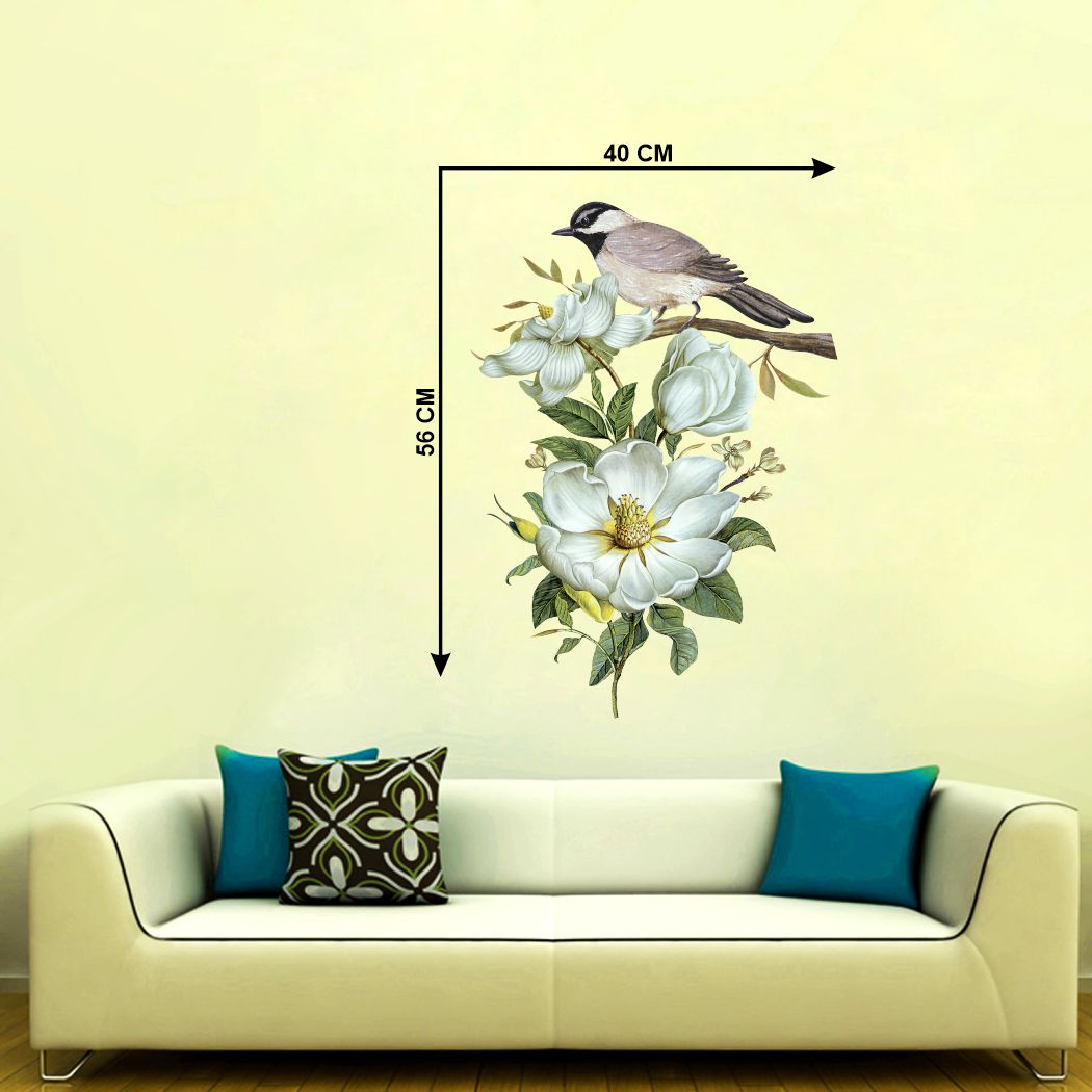 Homexa Decor | Flower and Birds Design Wall Sticker (Size 40 x 56 cm)