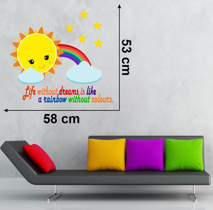 Homexa Decor | Shiny Rainbow With Smiling Sun Design Wall Sticker (Size 58 x 53 cm)