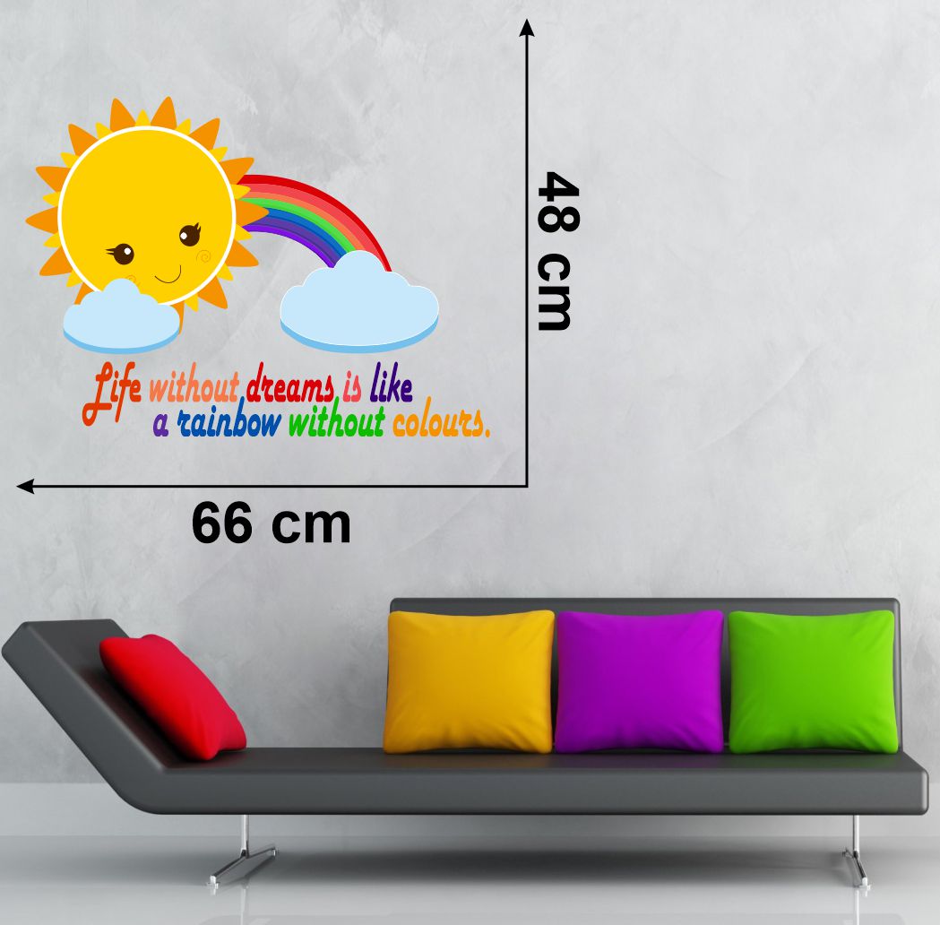 Homexa Decor | Shiny Rainbow With Smiling Sun Design Wall Sticker (Size 58 x 53 cm)