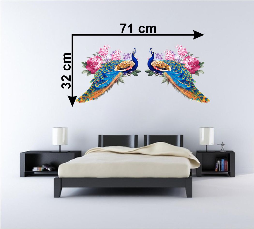 Homexa Decor | Beautiful Peacock Design Wall Sticker (Size 71 x 32 cm)