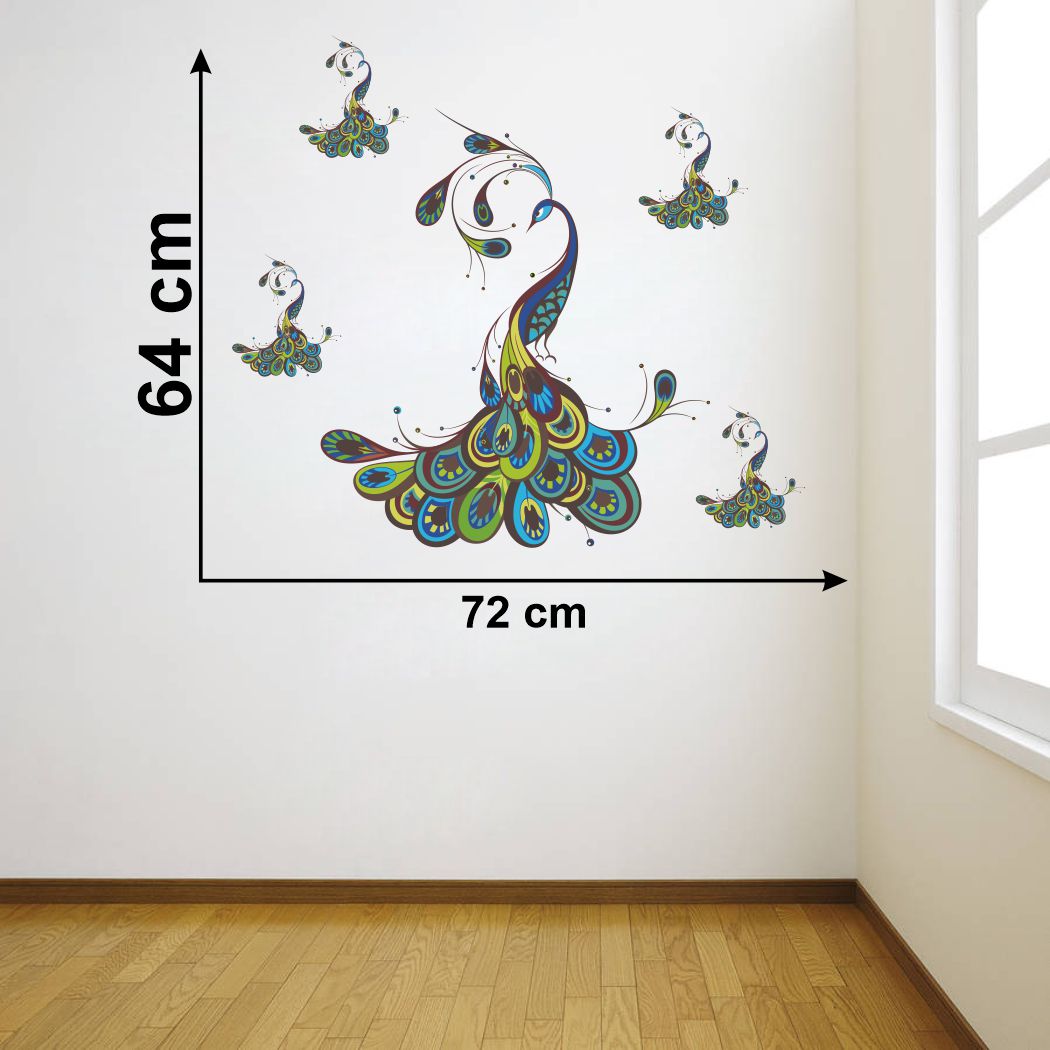 Homexa Decor | Beautiful Peacock Design Wall Sticker (Size 72 x 64 cm)