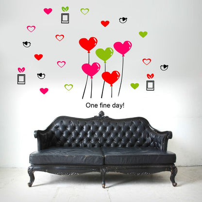 Homexa Decor | Heart With Birds Design Wall Sticker (Size 114 x 78 cm)