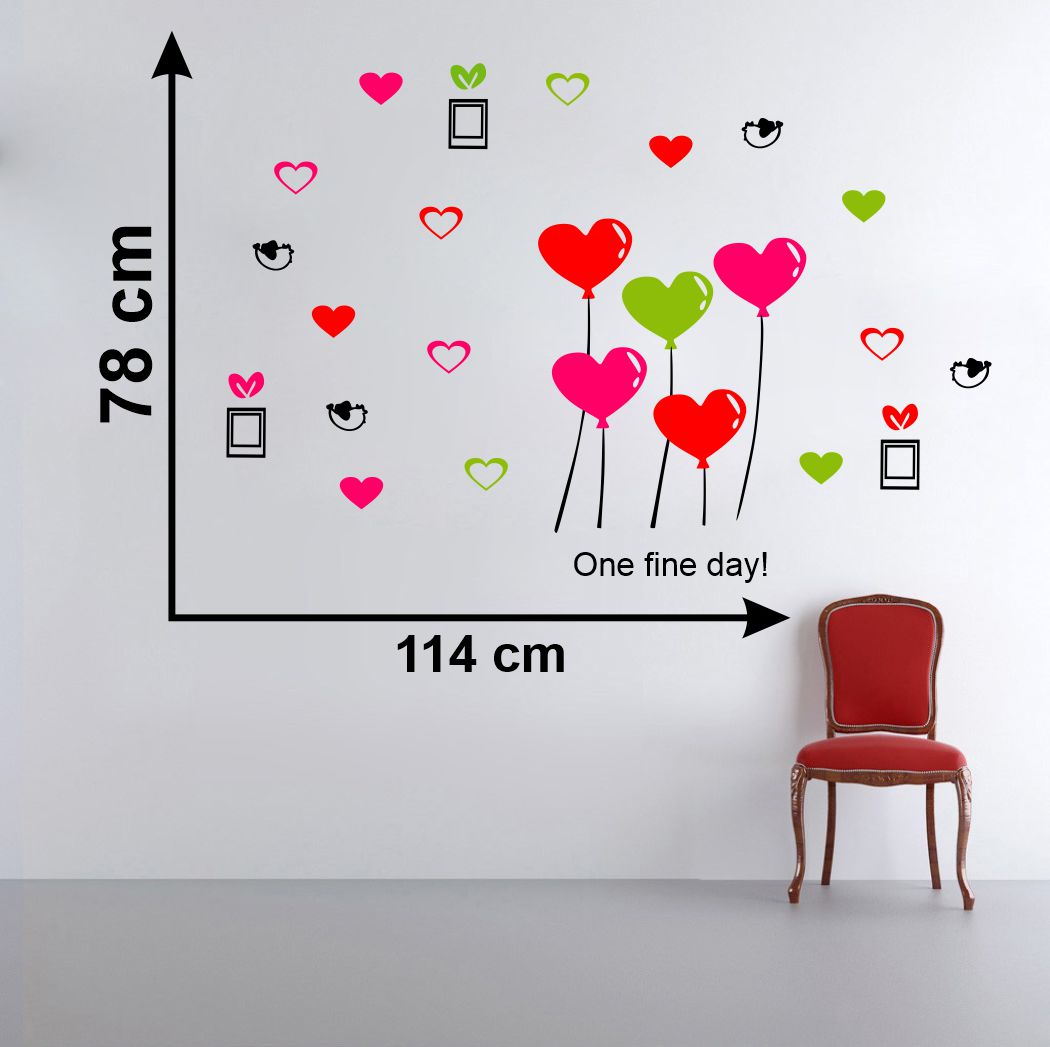 Homexa Decor | Heart With Birds Design Wall Sticker (Size 114 x 78 cm)