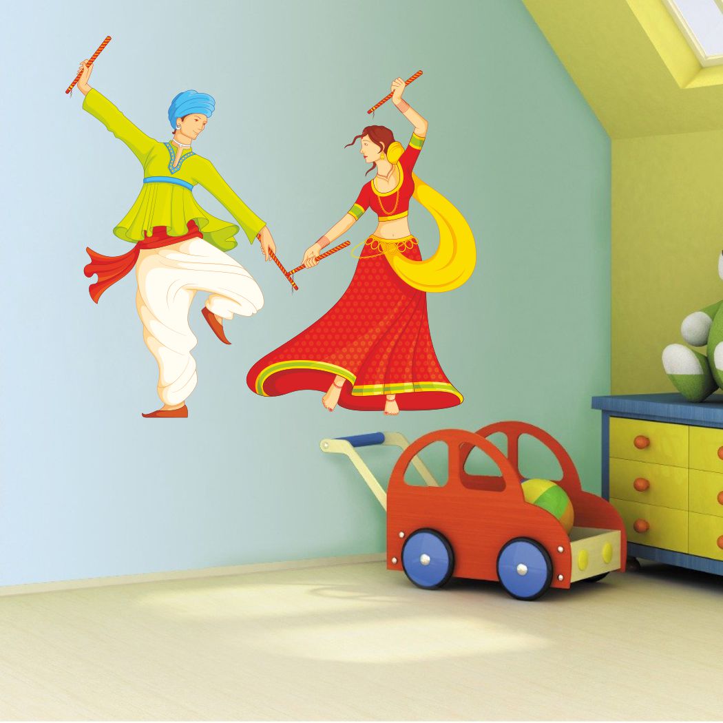 Homexa Decor | Garba (Navratri dandiya) Design Wall Sticker (Size 57 x 53 cm)