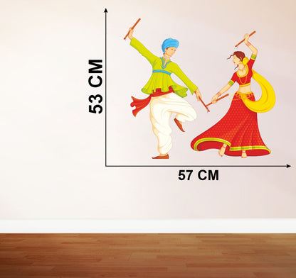 Homexa Decor | Garba (Navratri dandiya) Design Wall Sticker (Size 57 x 53 cm)