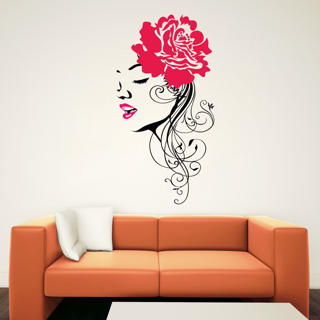 Homexa Decor | Flower Girl Wall Sticker (Size 30 x 57 cm)