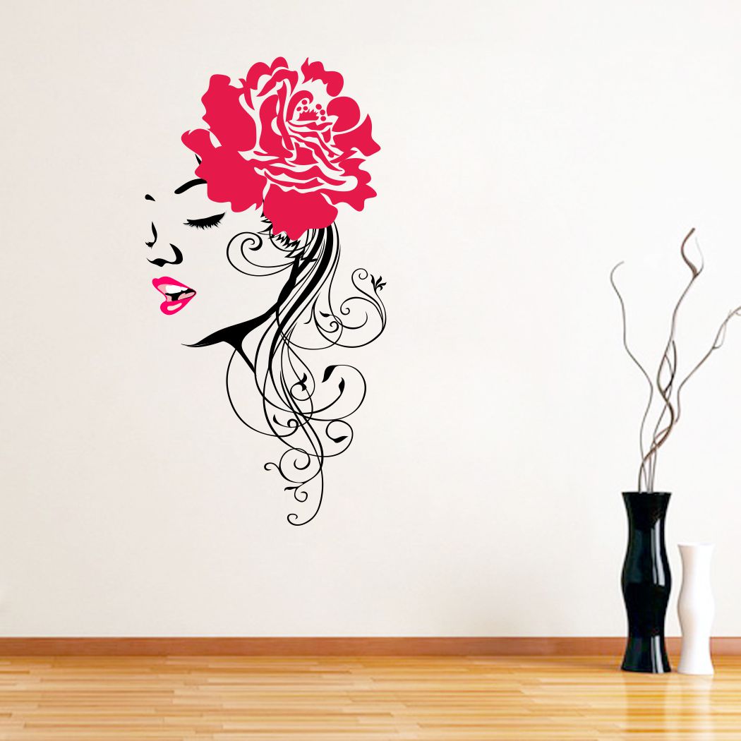 Homexa Decor | Flower Girl Wall Sticker (Size 30 x 57 cm)