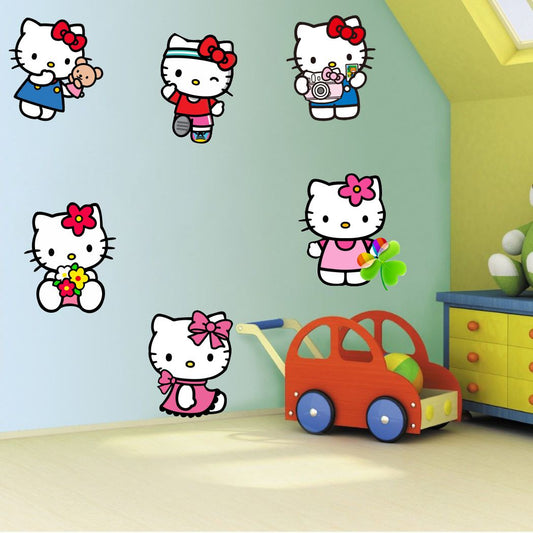 Homexa Decor | Hello Cute Kitty Design Wall Sticker (Size 91 x 85 cm)