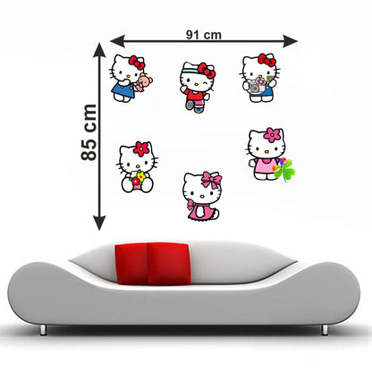 Homexa Decor | Hello Cute Kitty Design Wall Sticker (Size 91 x 85 cm)