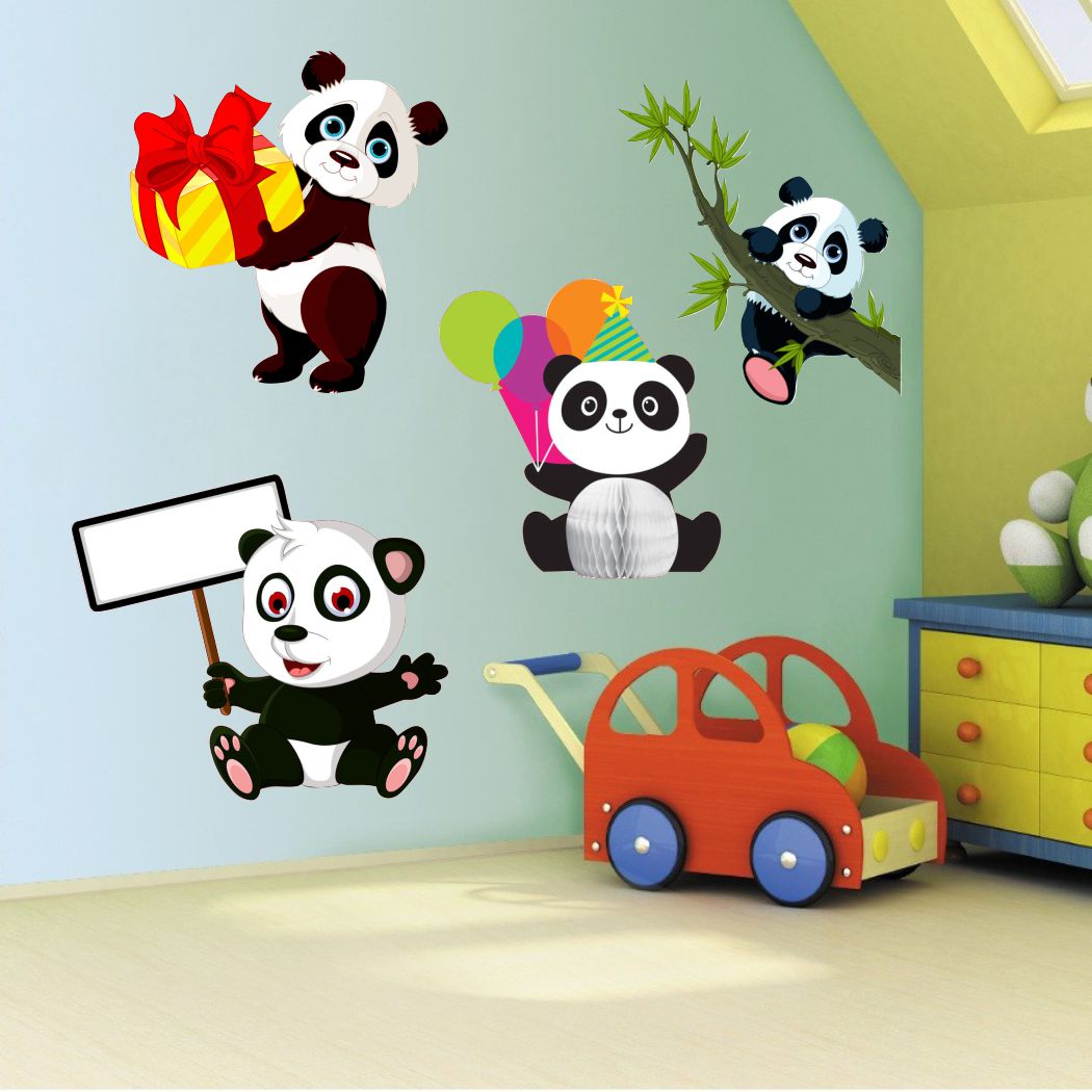 Homexa Decor | Cute Baby Panda Design Wall Sticker (Size 67 x 52 cm)