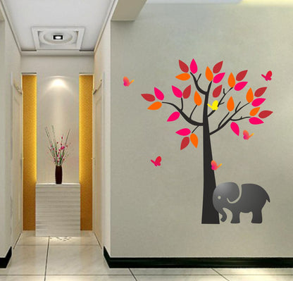 Homexa Decor | Tree With Elephants Wall Sticker (Size 58 x 64 cm)