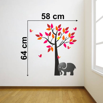 Homexa Decor | Tree With Elephants Wall Sticker (Size 58 x 64 cm)