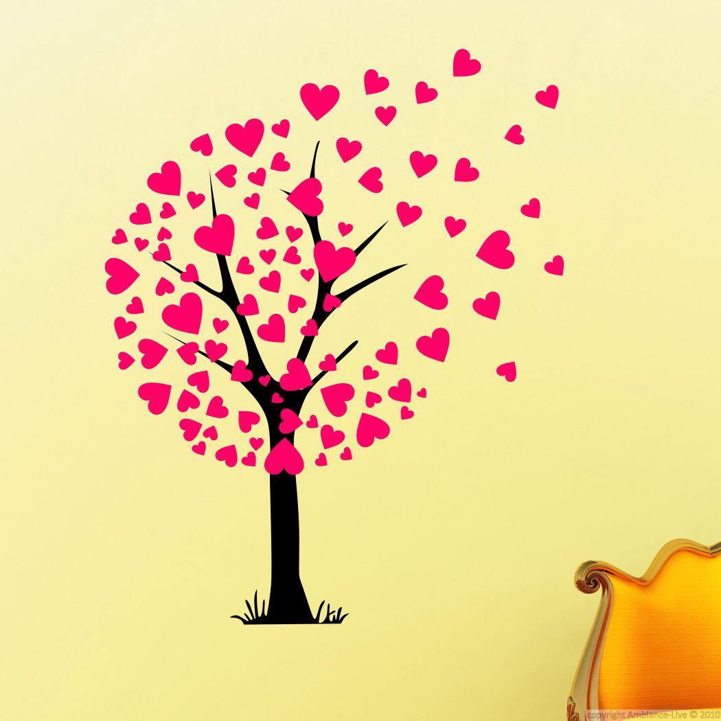 Homexa Decor | Beautiful Tree With Heart Design Wall Sticker (Size 58 x 73 cm)