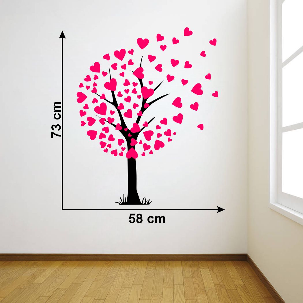 Homexa Decor | Beautiful Tree With Heart Design Wall Sticker (Size 58 x 73 cm)