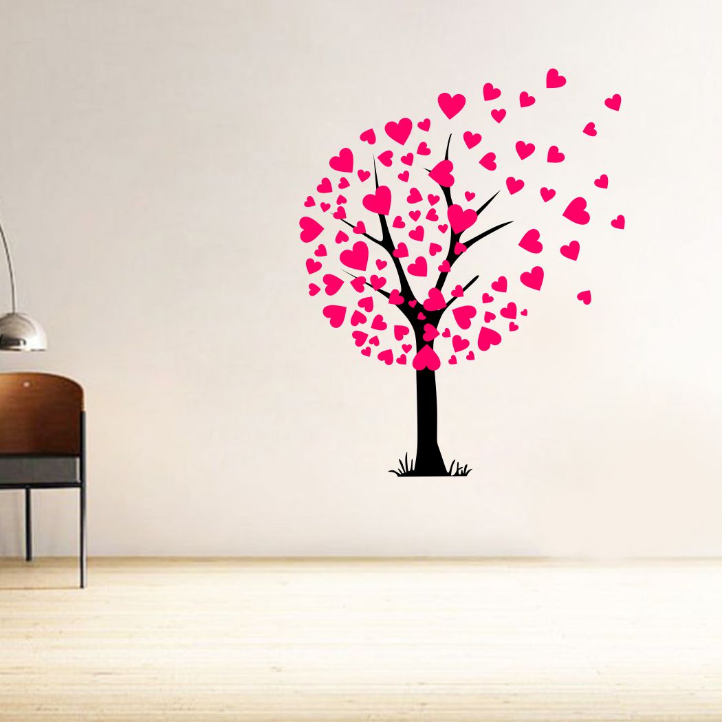 Homexa Decor | Beautiful Tree With Heart Design Wall Sticker (Size 58 x 73 cm)