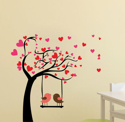 Homexa Decor | Beautiful Tree Heart and Birds Wall Sticker (Size 60 x 58 cm)