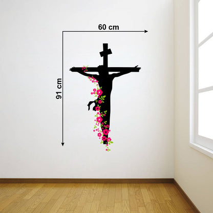 Homexa Decor | Beautiful Flower and Jesus Design Wall Sticker (Size 60 x 91 cm)