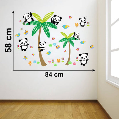 Homexa Decor | Tree With Cute Baby Pandas Design Wall Sticker (Size 84 x 58 cm)