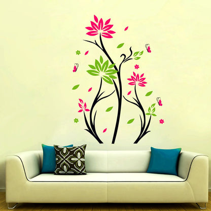 Homexa Decor | Beautiful Flower and Butterfly Wall Sticker (Size 49 x 70 cm)