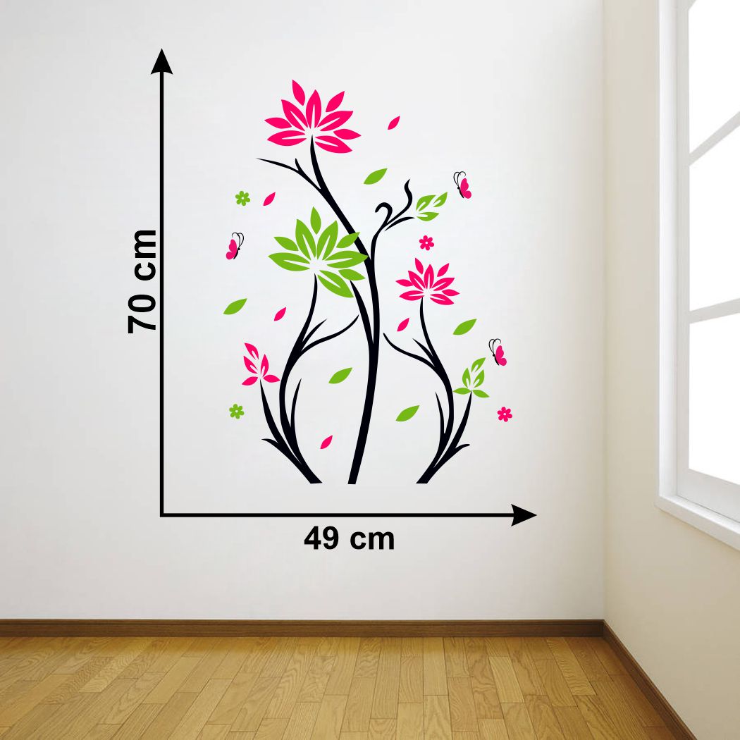 Homexa Decor | Beautiful Flower and Butterfly Wall Sticker (Size 49 x 70 cm)