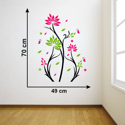 Homexa Decor | Beautiful Flower and Butterfly Wall Sticker (Size 49 x 70 cm)