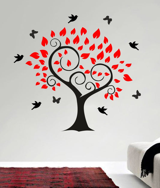 Homexa Decor | Tree With Birds Design Wall Sticker (Size 64 x 58 cm)