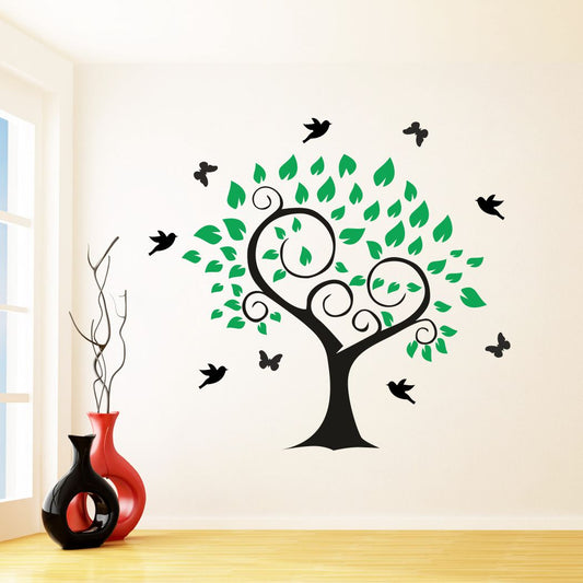 Homexa Decor | Tree With Birds Design Wall Sticker (Size 64 x 58 cm)