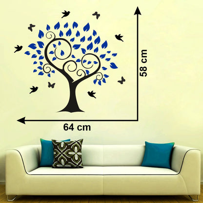 Homexa Decor | Tree With Birds Design Wall Sticker (Size 64 x 58 cm)