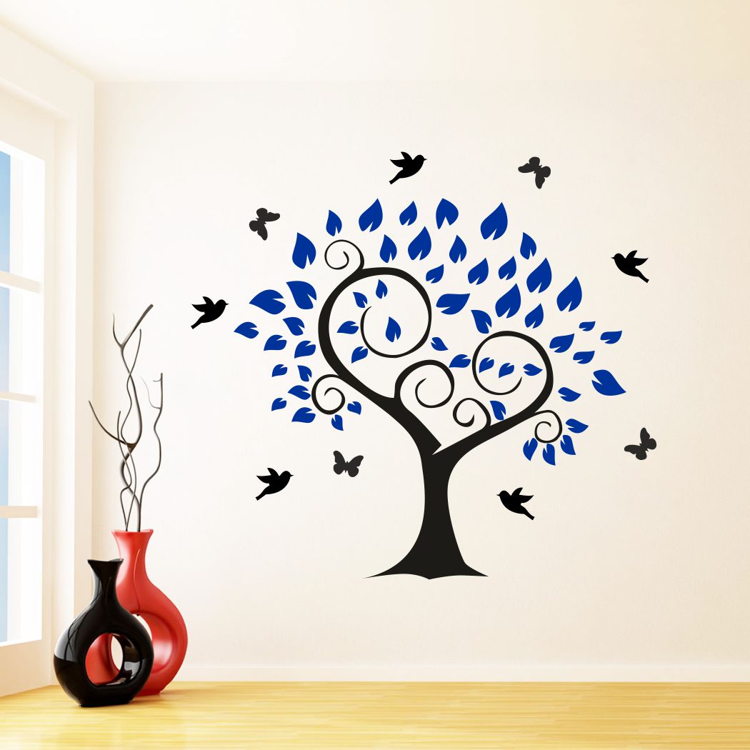 Homexa Decor | Tree With Birds Design Wall Sticker (Size 64 x 58 cm)