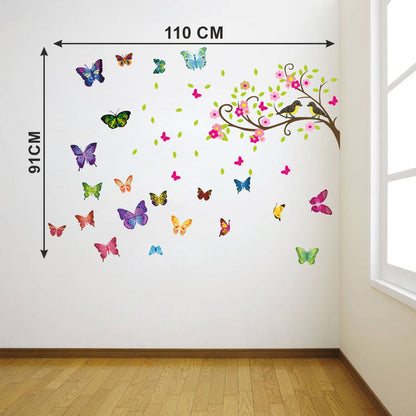 Homexa Decor | Beautiful Butterfly Birds Design Wall Sticker (Size 110 x 91 cm)