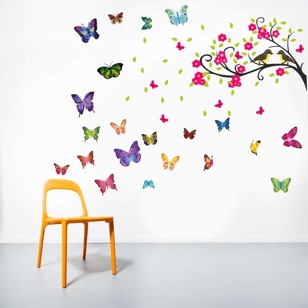 Homexa Decor | Beautiful Butterfly Birds Design Wall Sticker (Size 111 x 83 cm)