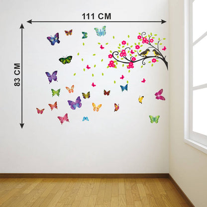 Homexa Decor | Beautiful Butterfly Birds Design Wall Sticker (Size 111 x 83 cm)