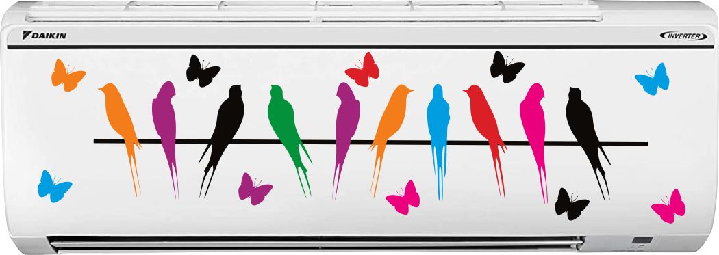 Homexa Decor | Beautiful Birds and Butterfly  AC Sticker (Size 63 x 22 cm)