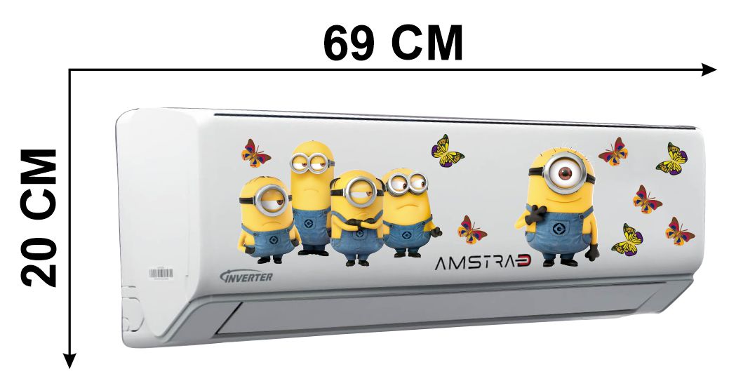 Homexa Decor | Minions Cartoon And Butterfly AC Sticker (Size 69 x 20 cm)