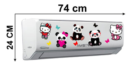 Homexa Decor | Cute Kitty Cat Panda Butterfly AC Sticker (Size 74 x 24 cm)