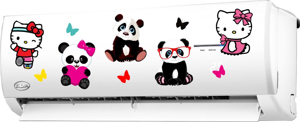 Homexa Decor | Cute Kitty Cat Panda Butterfly AC Sticker (Size 74 x 24 cm)