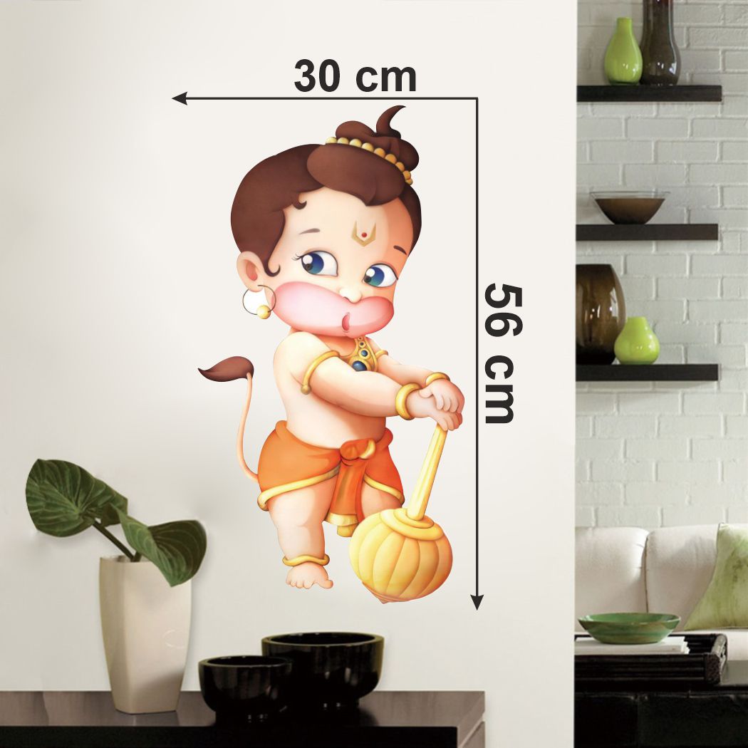 Homexa Decor | Shree Bal Hanuman Design Wall Sticker (Size 30 x 56 cm)