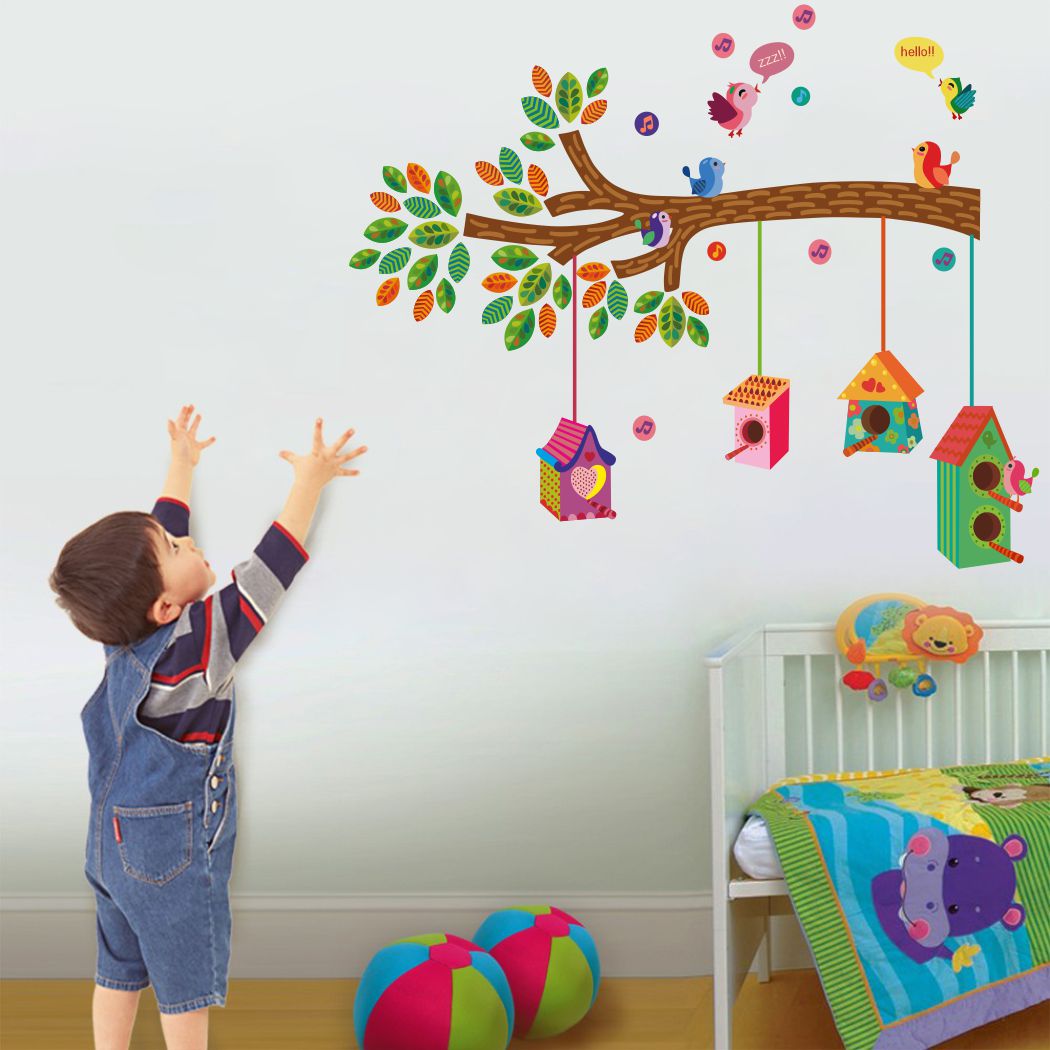 Homexa Decor | Tree With Birds Home Design Wall Sticker (Size 71 x 58 cm)