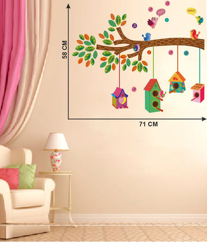 Homexa Decor | Tree With Birds Home Design Wall Sticker (Size 71 x 58 cm)