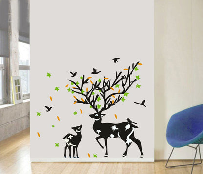 Homexa Decor | Dear with Baby Dear Design Wall Sticker (Size 76 x 70 cm)