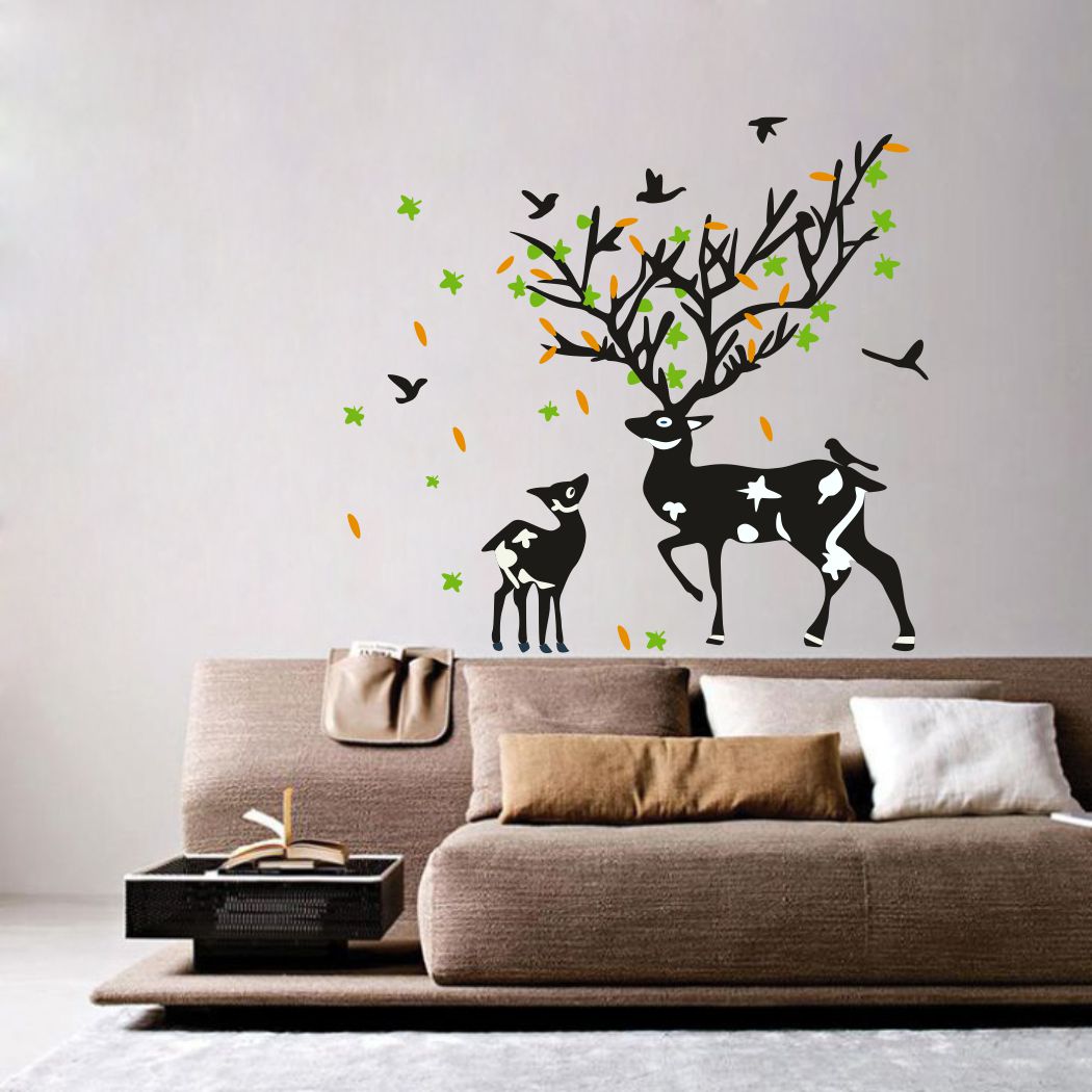 Homexa Decor | Dear with Baby Dear Design Wall Sticker (Size 76 x 70 cm)