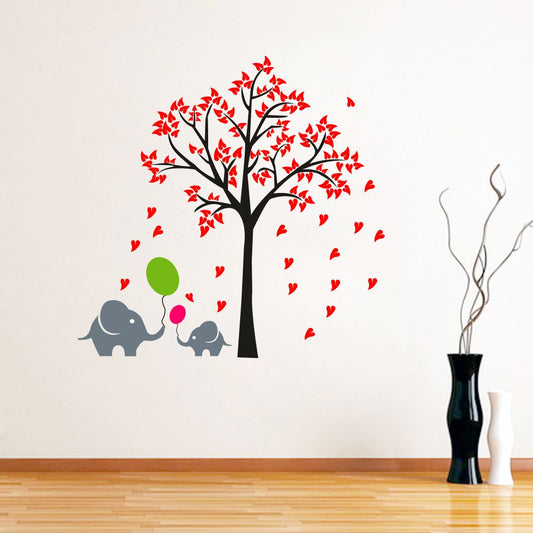 Homexa Decor | Colorful Tree With Elephant and Balloon Design Wall Sticker (Size 67 x 70 cm)